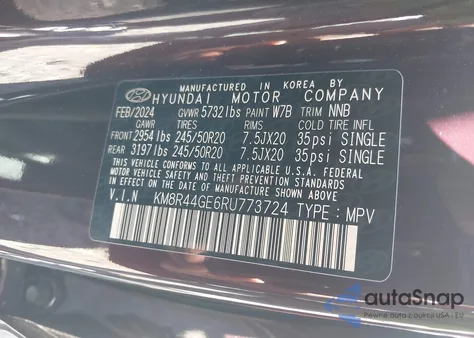 2024 Hyundai Palisade Sel from USA, damaged, VIN KM8R44GE6RU773724
